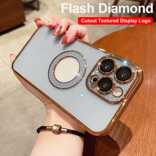 Electroplating Soft Diamond Ring Phone Case Drill Leakage Standard Mobile Phone Case Lens Film - Image 4