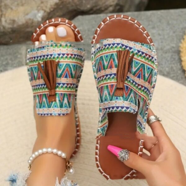 Women's Tassel Large Size Flat Bottom Slippers - Image 5