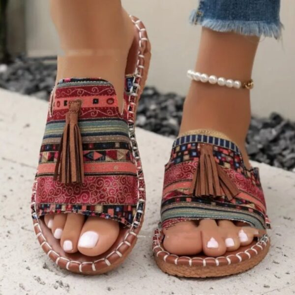 Women's Tassel Large Size Flat Bottom Slippers - Image 2