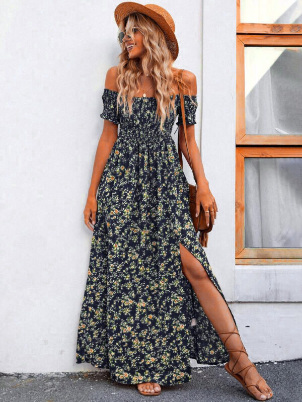 Bohemian Off-shoulder Small Floral Dress - Image 4
