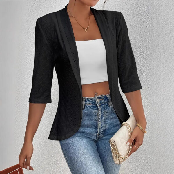 Women's Casual Half Sleeve Solid Color Thin Shawl Coat - Image 5