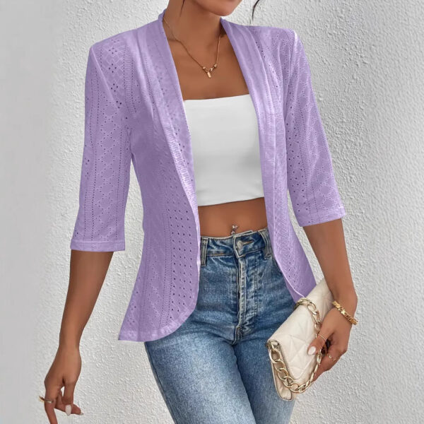 Women's Casual Half Sleeve Solid Color Thin Shawl Coat - Image 6