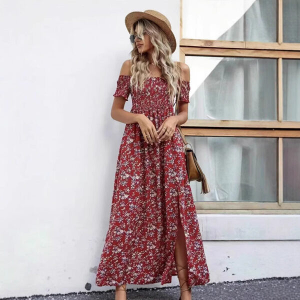 Bohemian Off-shoulder Small Floral Dress - Image 7
