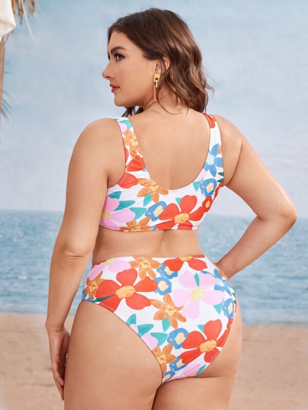 Women's Split Color Printing Plus Size Swimsuit - Image 5