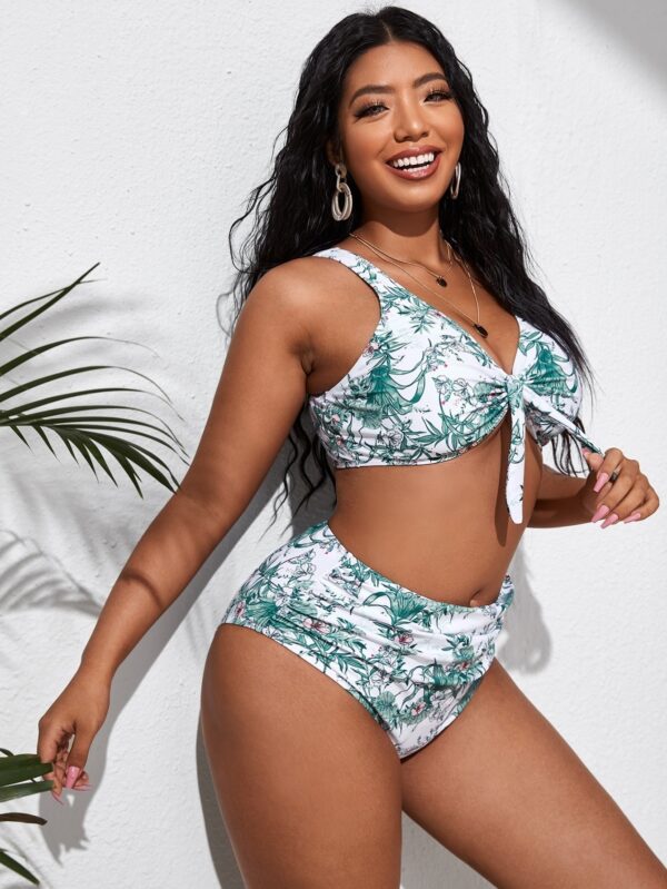 Long Sleeve Split Bikini Two-piece Set Plus Size Swimsuit - Image 3