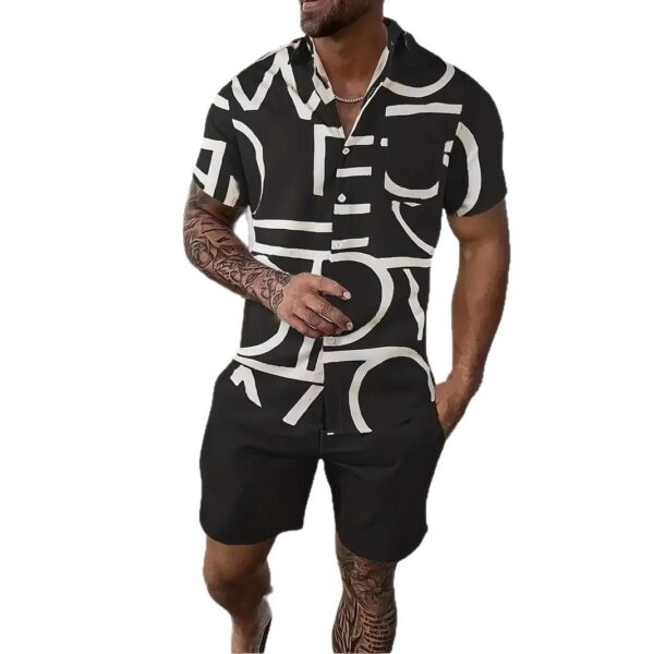 Fashion Men's Hawaii 3D Printed Short Sleeve Suit - Image 2