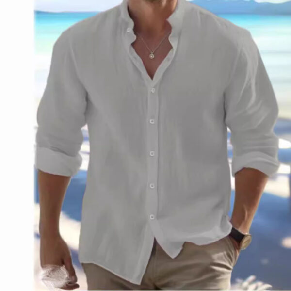 Men's Linen Button Summer Beach Shirt - Image 9