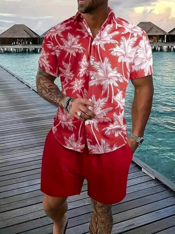 Fashion Men's Hawaii 3D Printed Short Sleeve Suit - Image 4