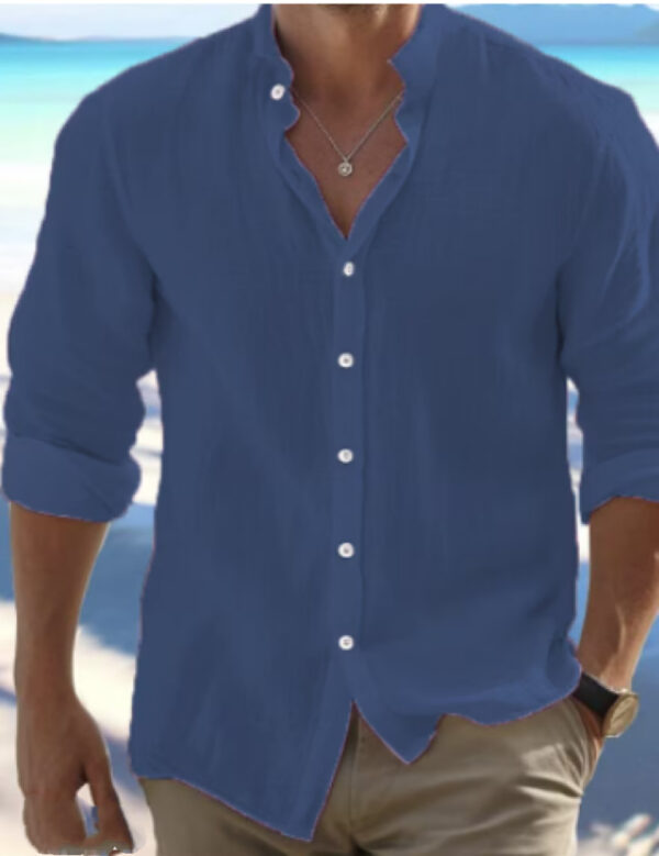 Men's Linen Button Summer Beach Shirt - Image 6