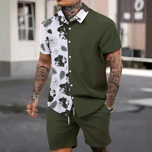 Fashion Men's Hawaii 3D Printed Short Sleeve Suit - Image 9
