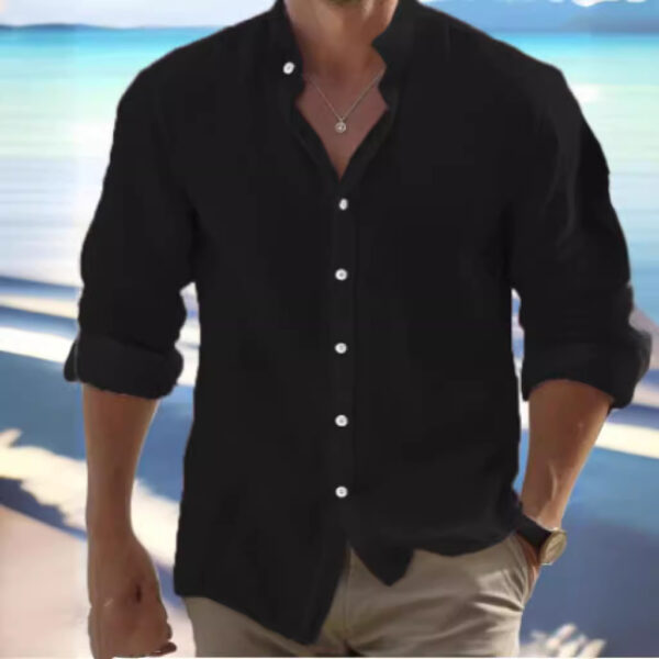 Men's Linen Button Summer Beach Shirt - Image 3