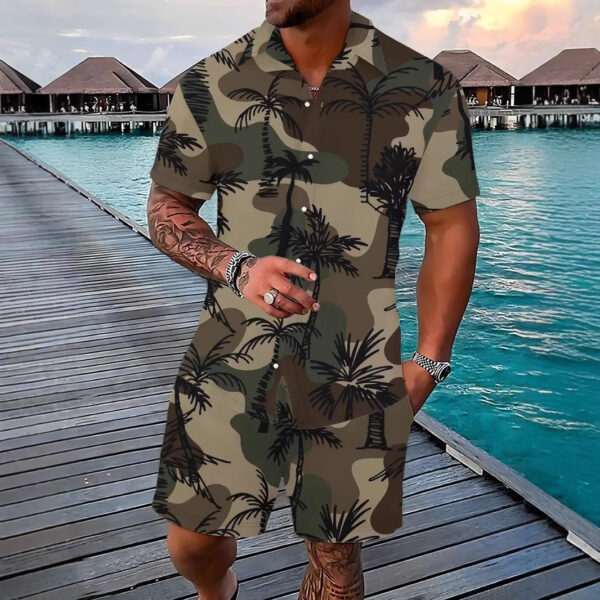 Fashion Men's Hawaii 3D Printed Short Sleeve Suit - Image 3