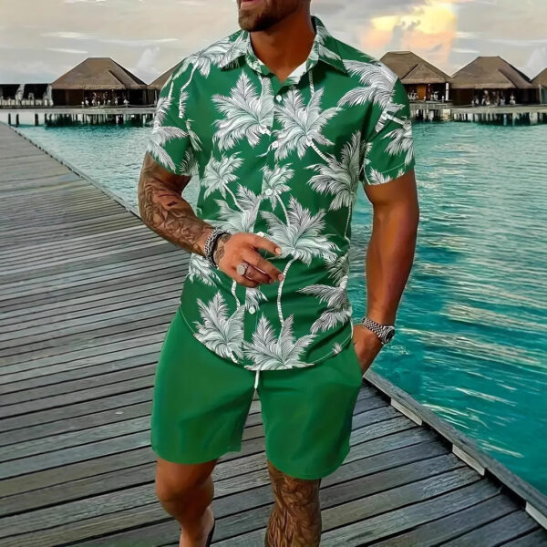Fashion Men's Hawaii 3D Printed Short Sleeve Suit - Image 7