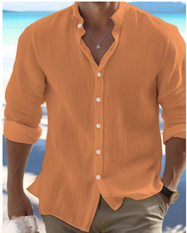 Men's Linen Button Summer Beach Shirt - Image 5