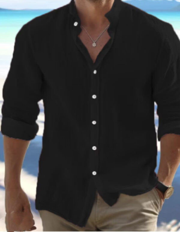 Men's Linen Button Summer Beach Shirt - Image 4
