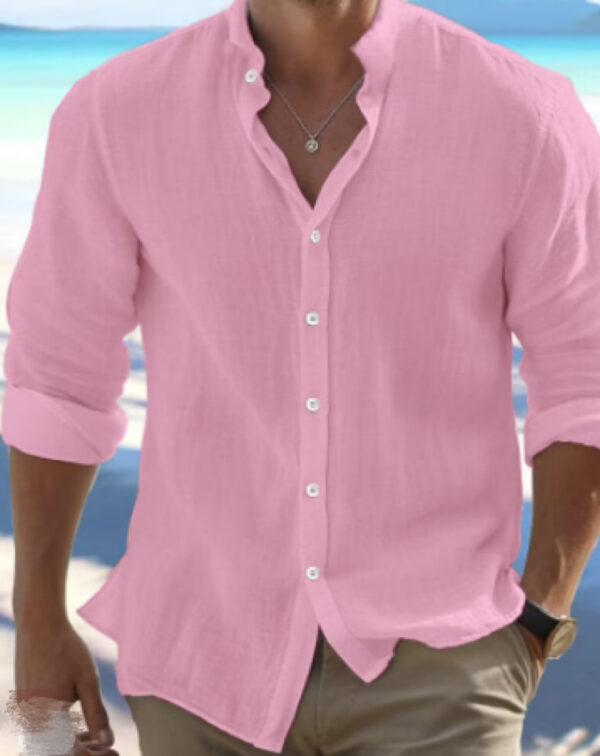 Men's Linen Button Summer Beach Shirt - Image 10