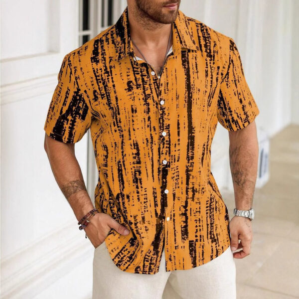 New European And American Summer Casual Anti-wrinkle 3D Printed Men's Short Sleeve Shirt - Image 5