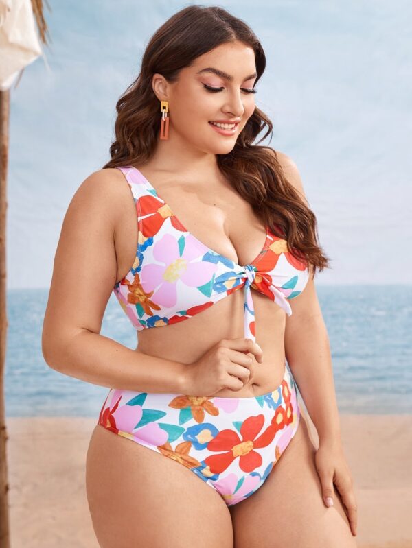 Women's Split Color Printing Plus Size Swimsuit - Image 3
