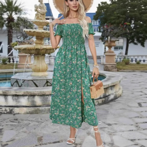 Bohemian Off-shoulder Small Floral Dress - Image 3