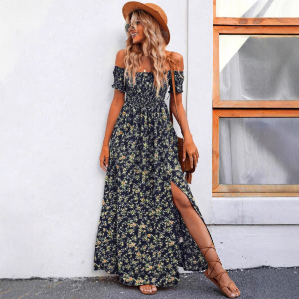 Bohemian Off-shoulder Small Floral Dress - Image 6