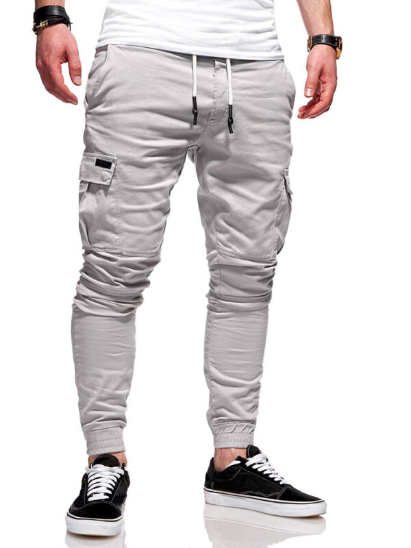 Dimensional Patch Pocket Overalls Lace Elastic Sports Baggy Pants Leisure - Image 5