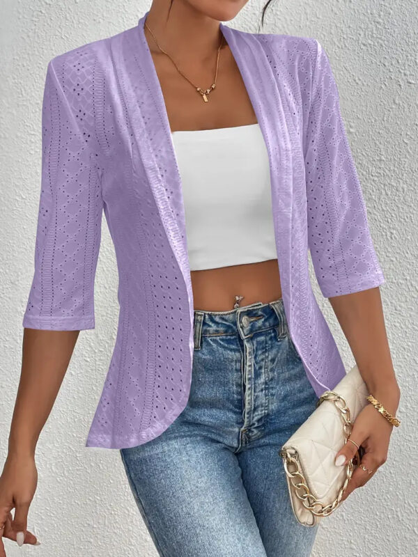 Women's Casual Half Sleeve Solid Color Thin Shawl Coat - Image 8
