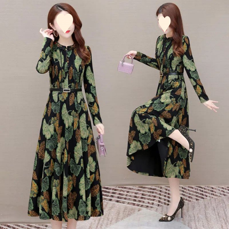Womens Long Floral-print Dress For Spring And Fall - Image 2