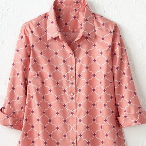 Womens Long-sleeve Shirt With A Simple Floral Print Top - Image 7