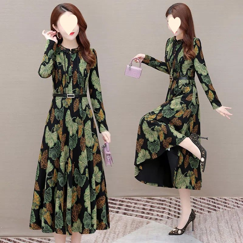 Womens Long Floral-print Dress For Spring And Fall - Image 4