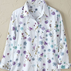 Womens Long-sleeve Shirt With A Simple Floral Print Top - Image 2