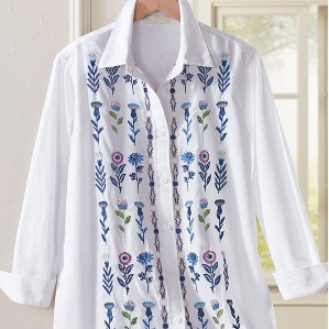 Womens Long-sleeve Shirt With A Simple Floral Print Top - Image 6