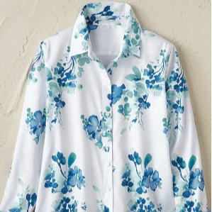 Womens Long-sleeve Shirt With A Simple Floral Print Top - Image 3