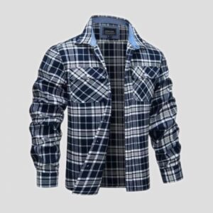 Mens Printed Long-Sleeve Lapel Plaid Shirt